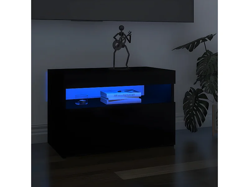 Mobile TV con luci LED nero 60x35x40 cm