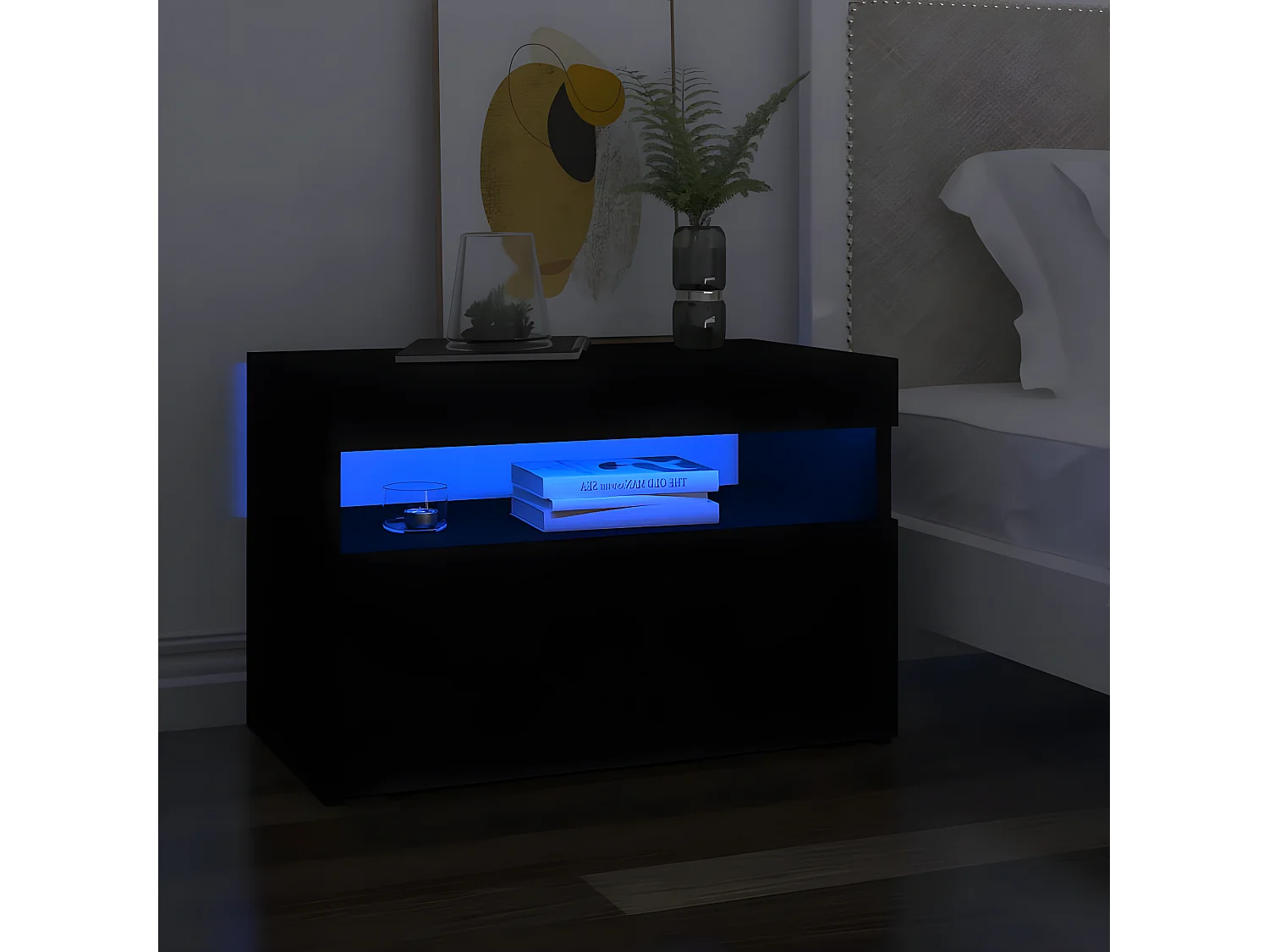 Mobile TV con luci LED nero 60x35x40 cm