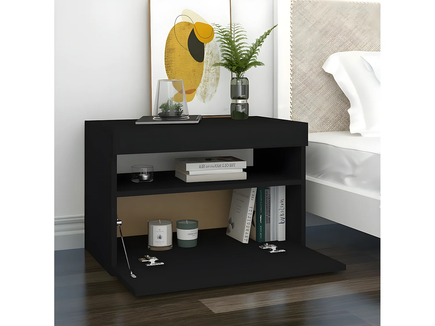 Mobile TV con luci LED nero 60x35x40 cm