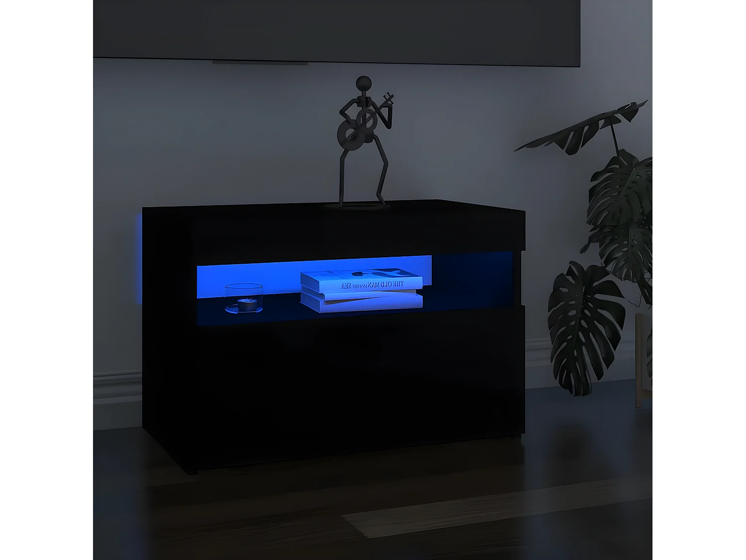 TV-Schrank mit LED-Leuchten schwarz 60x35x40 cm