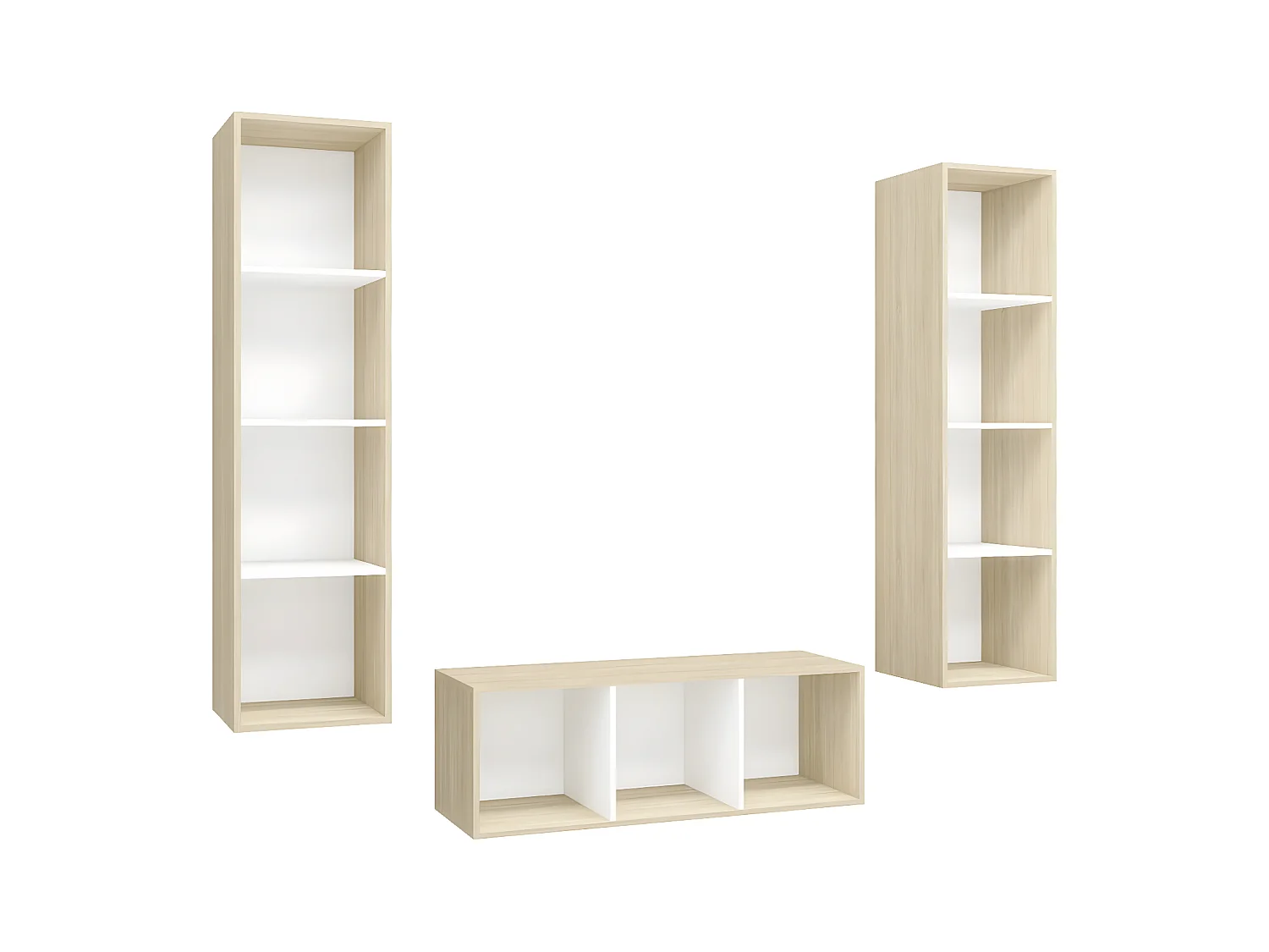 Ensemble de meuble TV 3 pcs Blanc et chêne sonoma Aggloméré