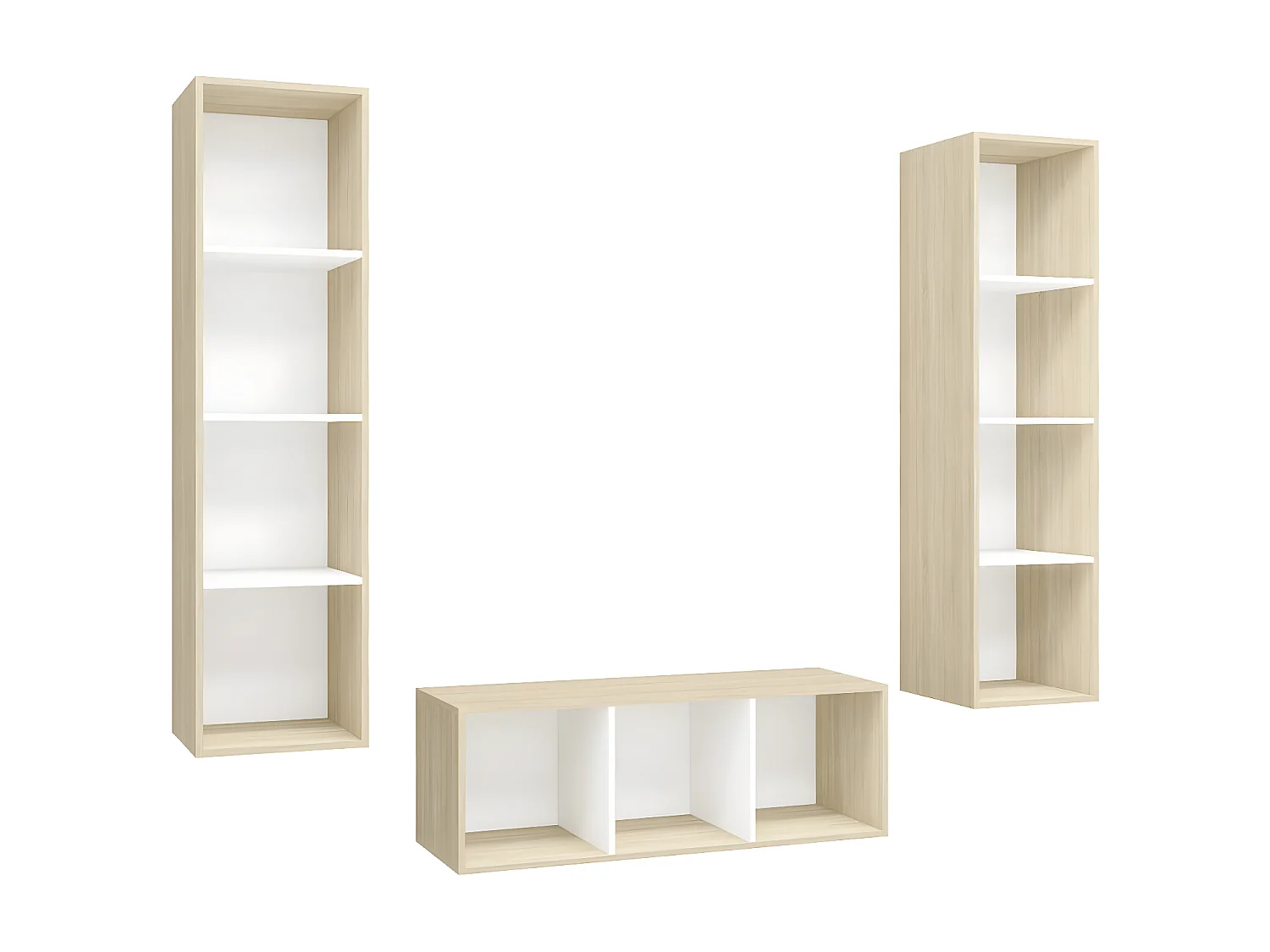 Ensemble de meuble TV 3 pcs Blanc et chêne sonoma Aggloméré