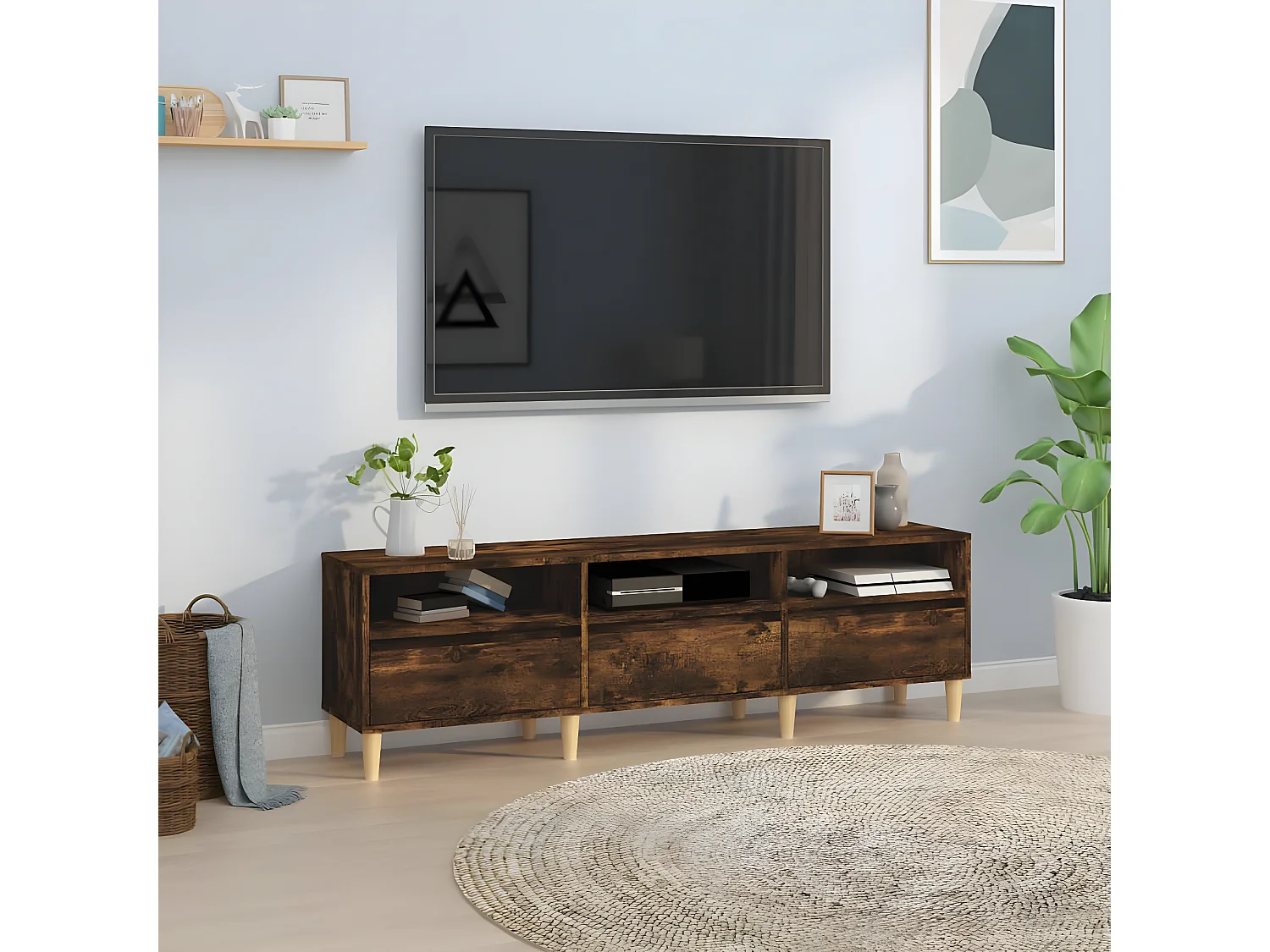 Gerookt eiken tv-meubel 150x30x44,5 cm samengesteld hout