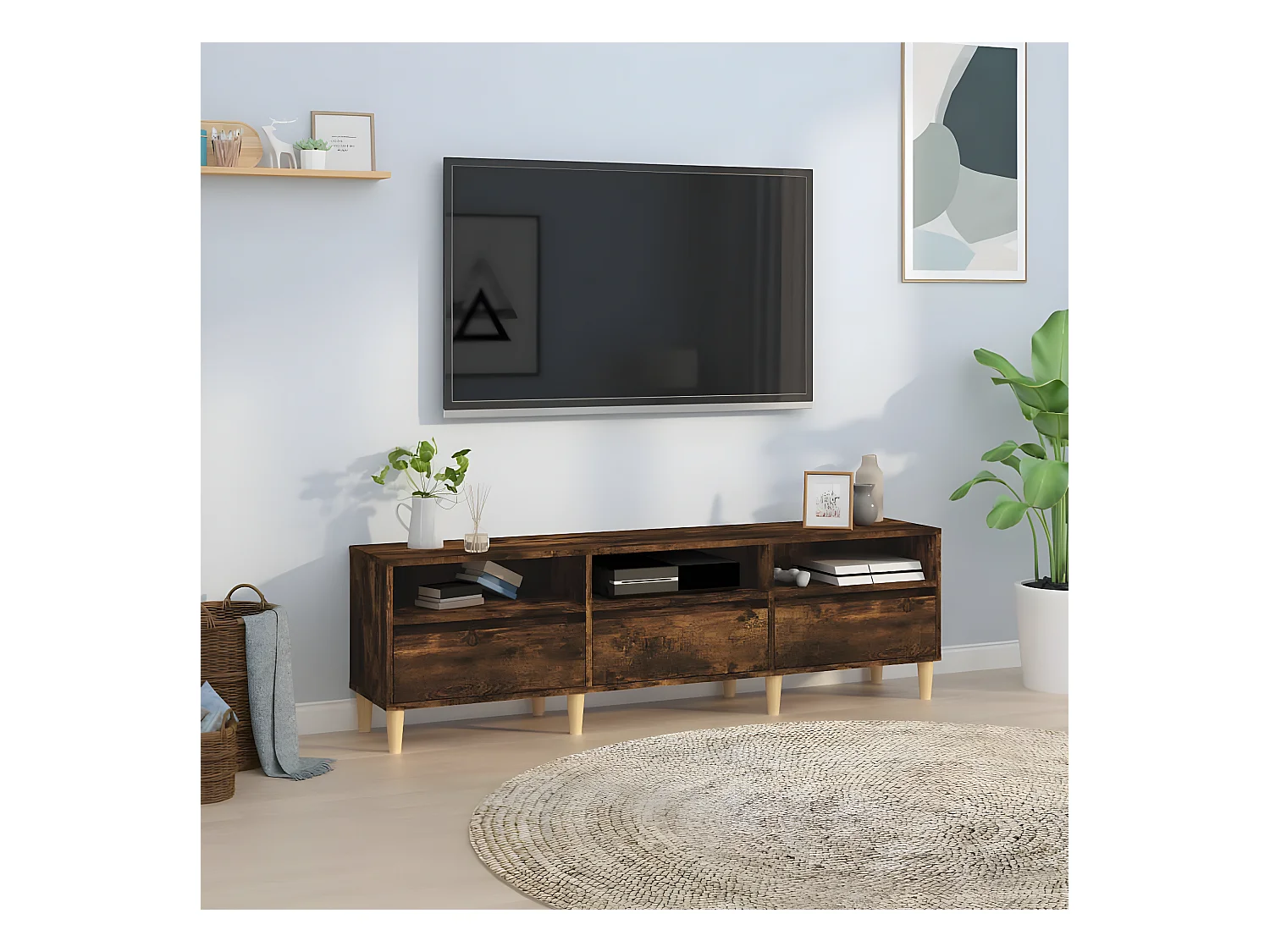 Mobile TV rovere affumicato 150x30x44,5 cm in derivati del legno