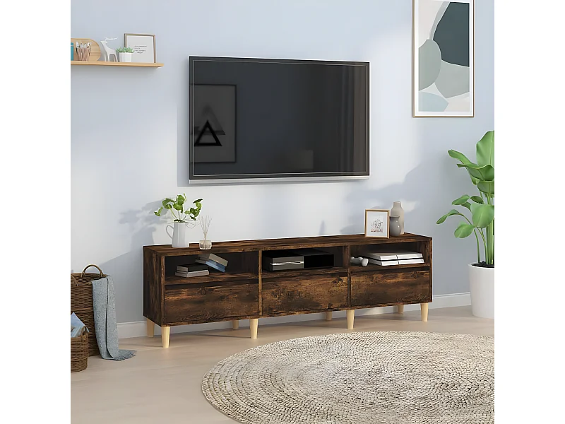 Mobile TV rovere affumicato 150x30x44,5 cm in derivati del legno