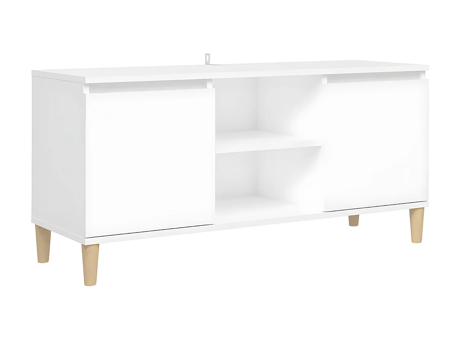 Mueble TV con patas de madera maciza Blanco 103,5x35x50 cm