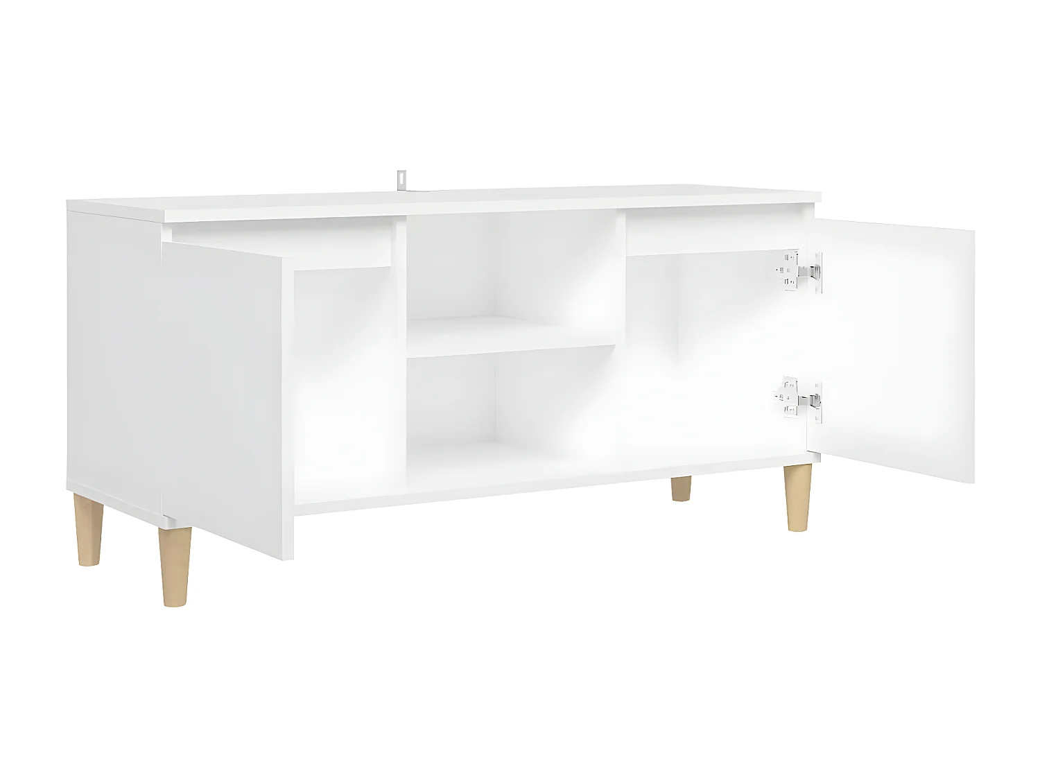 Mueble TV con patas de madera maciza Blanco 103,5x35x50 cm