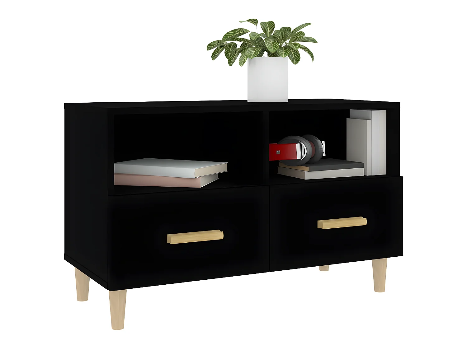 Meuble TV Noir 80x36x50 cm Bois d'ingénierie