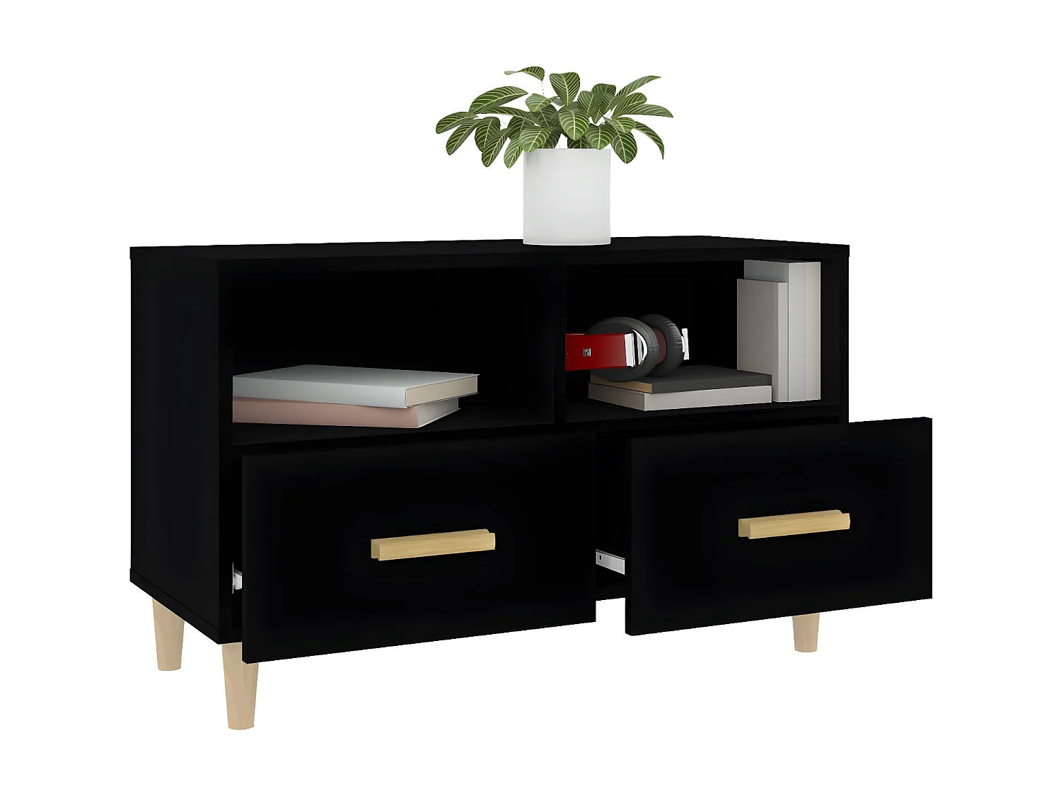 Meuble TV Noir 80x36x50 cm Bois d'ingénierie