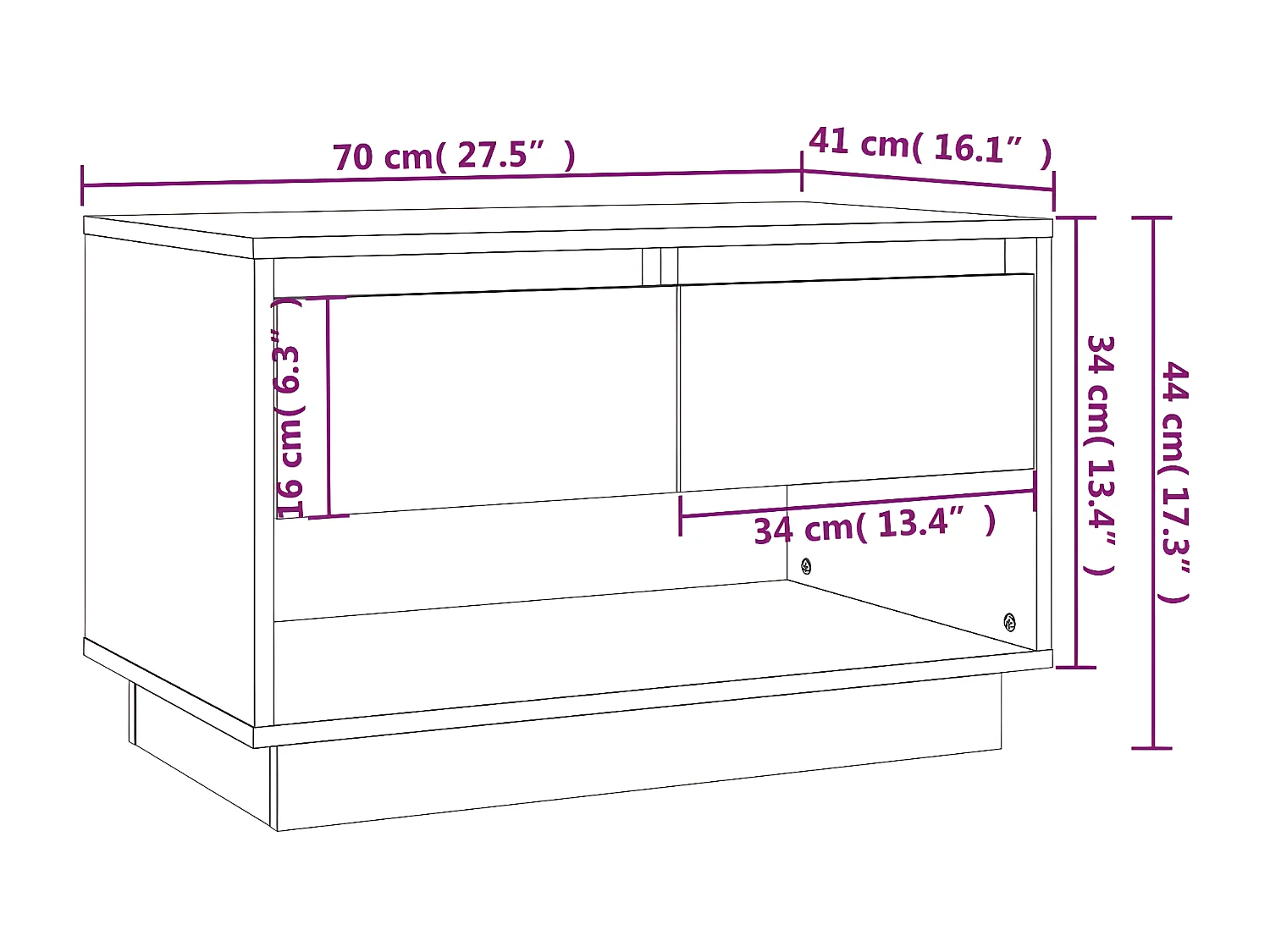 Meuble TV Chêne fumé 70x41x44 cm Aggloméré