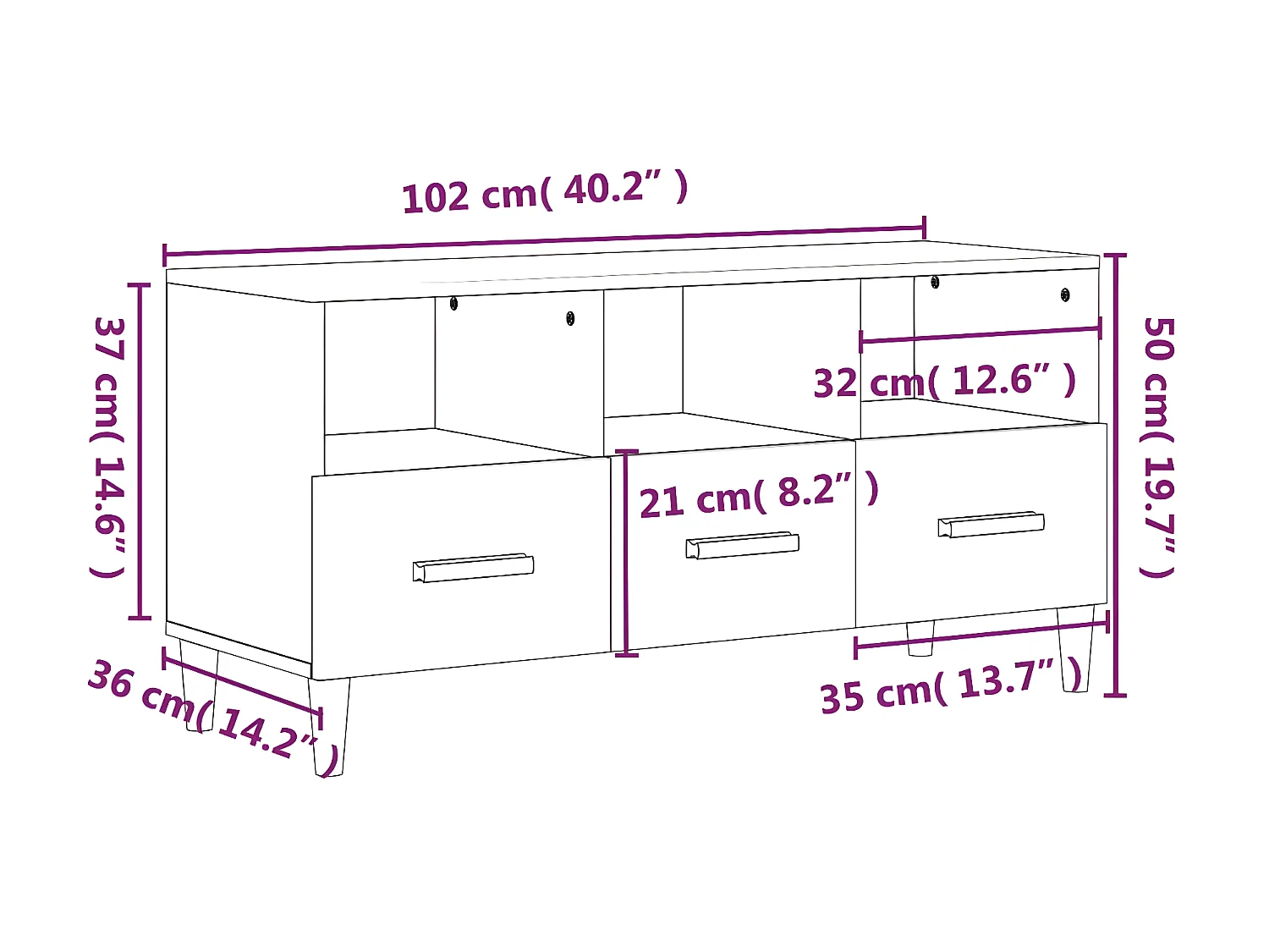 Mobile TV bianco 102x36x50 cm MDF