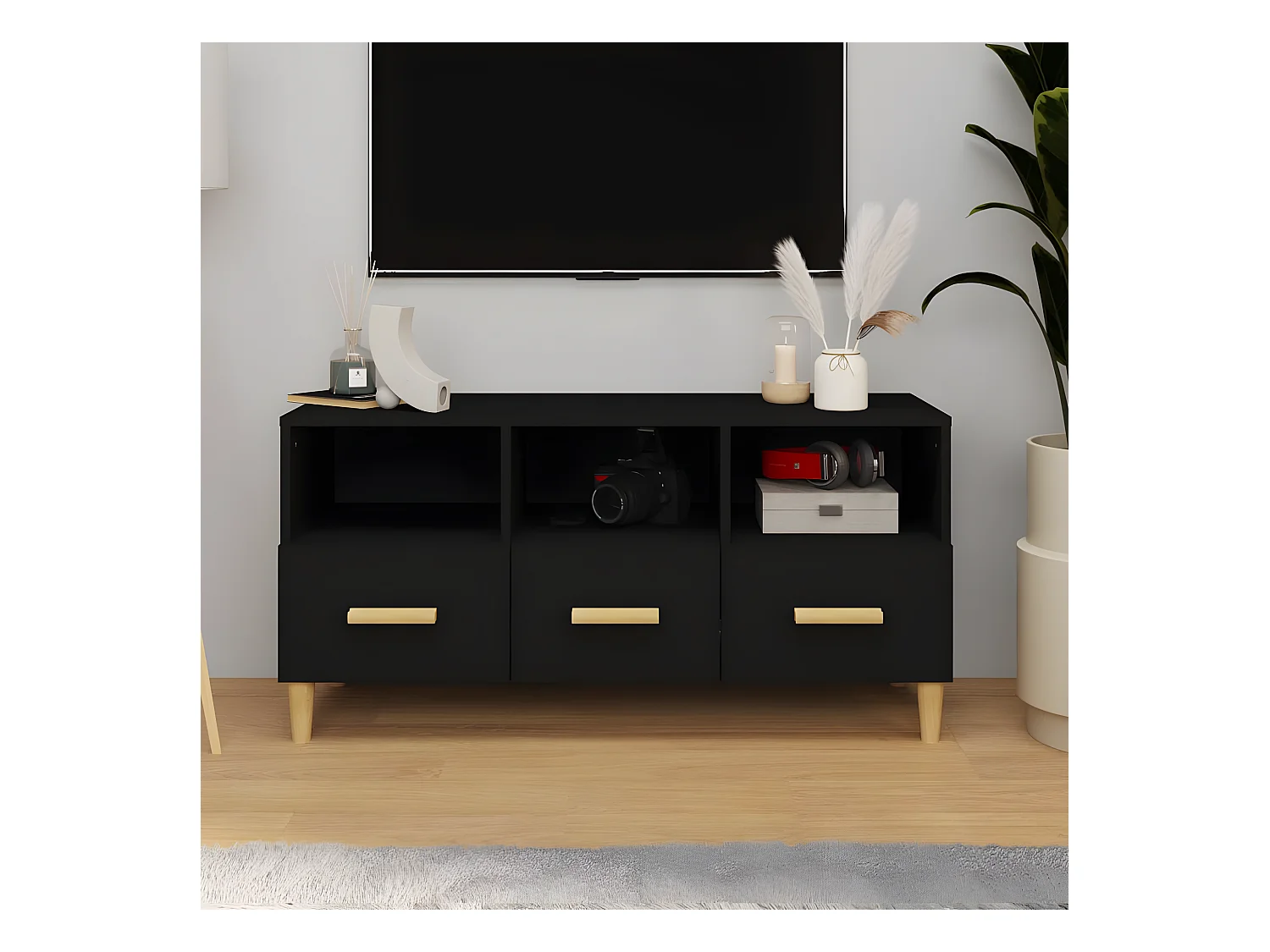 Meuble TV Blanc 102x36x50 cm Bois d'ingénierie