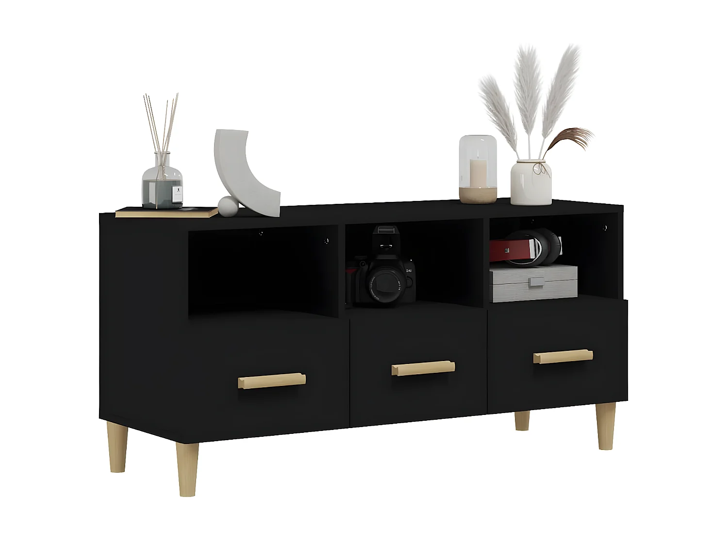 Móvel de TV branco 102x36x50 cm Madeira trabalhada