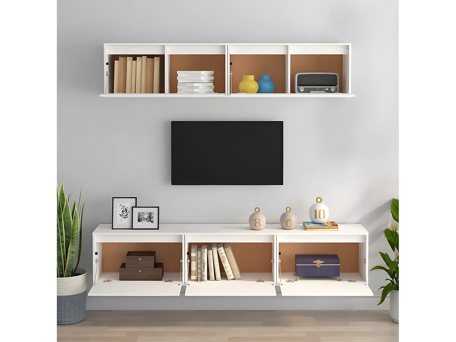 Meubles TV 5 pcs Blanc Bois massif de pin