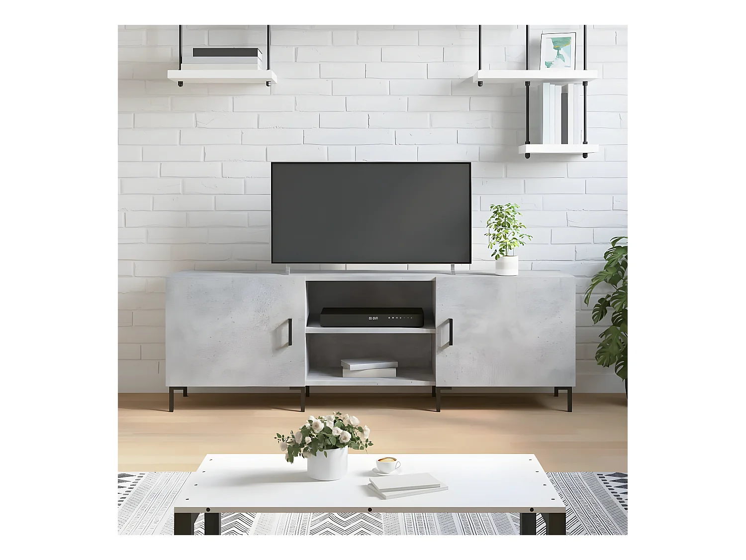 Betongrijs tv-meubel 150x30x50 cm samengesteld hout