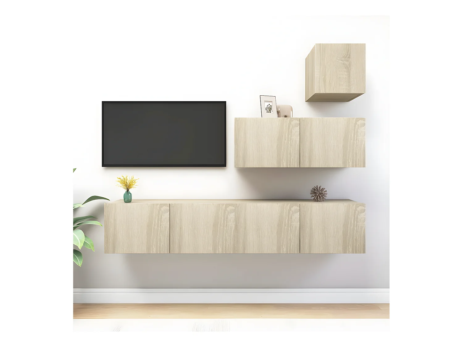 Ensemble de meuble TV 4 pcs Chêne sonoma Aggloméré