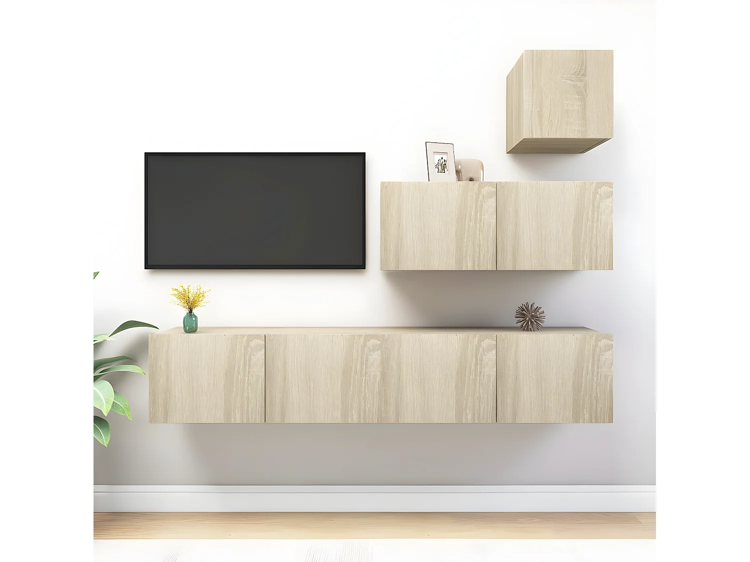 Ensemble de meuble TV 4 pcs Chêne sonoma Aggloméré