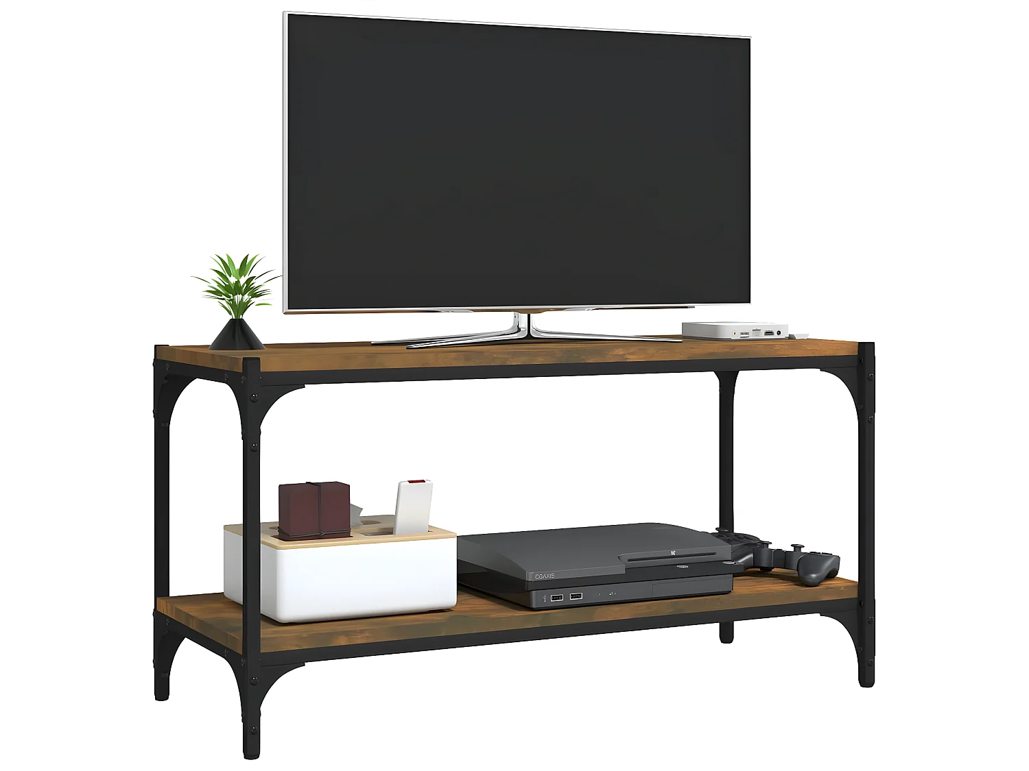 Móvel TV Carvalho fumado 80x33x41 cm Madeira e aço