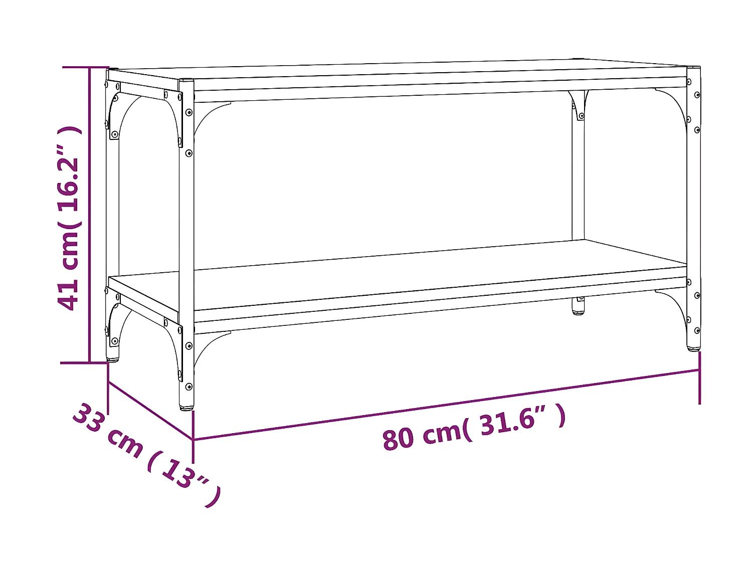 Móvel TV Carvalho fumado 80x33x41 cm Madeira e aço