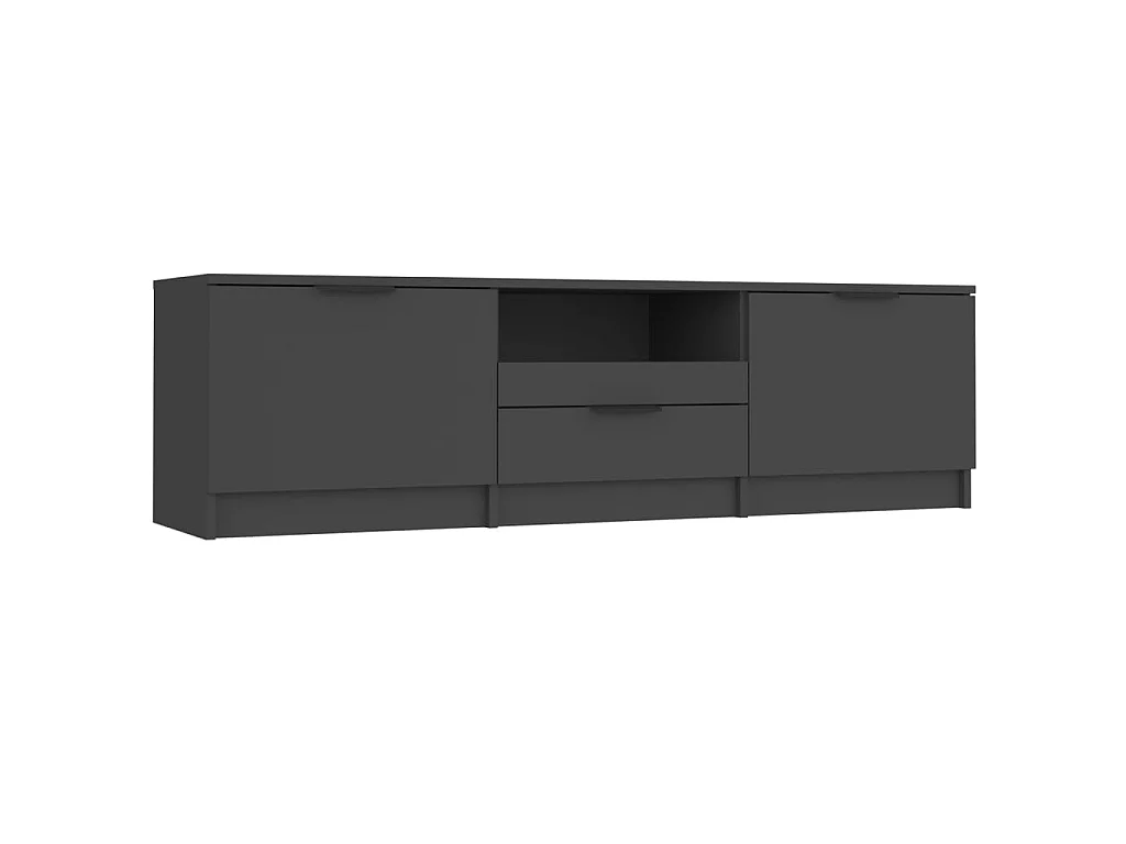 Móvel TV preto 140x35x40 cm Madeira trabalhada