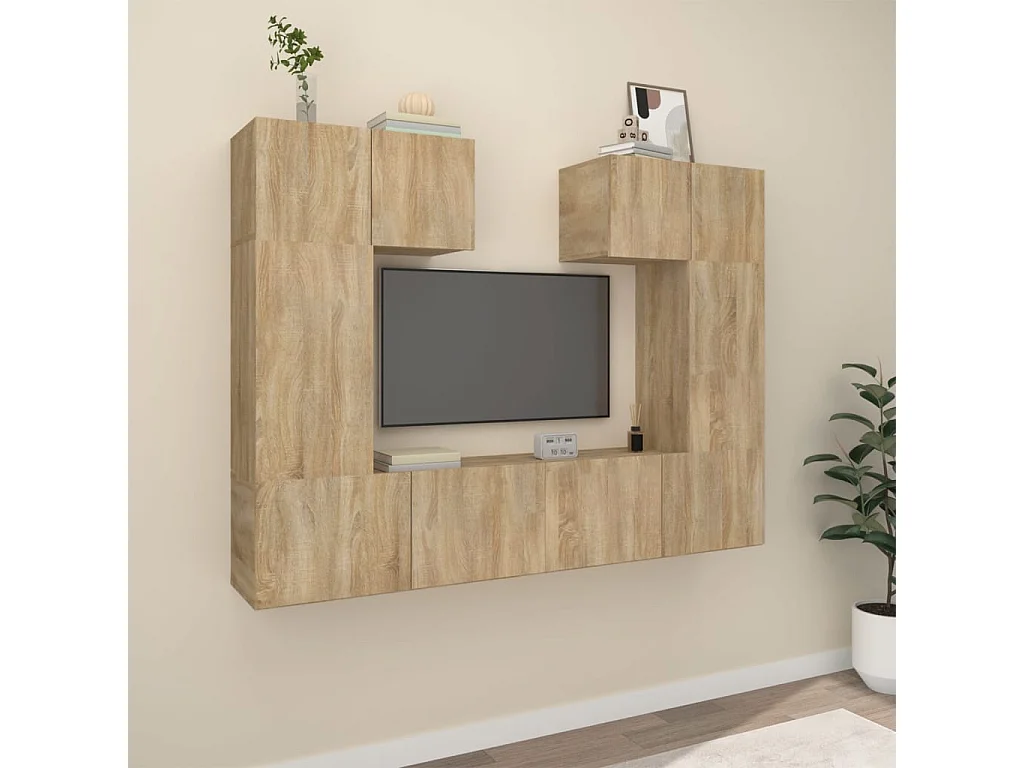 6-delige tv-meubelset Sonoma eiken parket