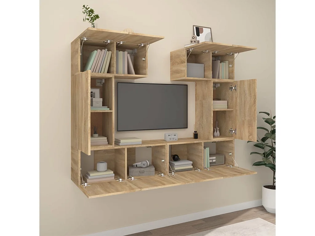 6-delige tv-meubelset Sonoma eiken parket