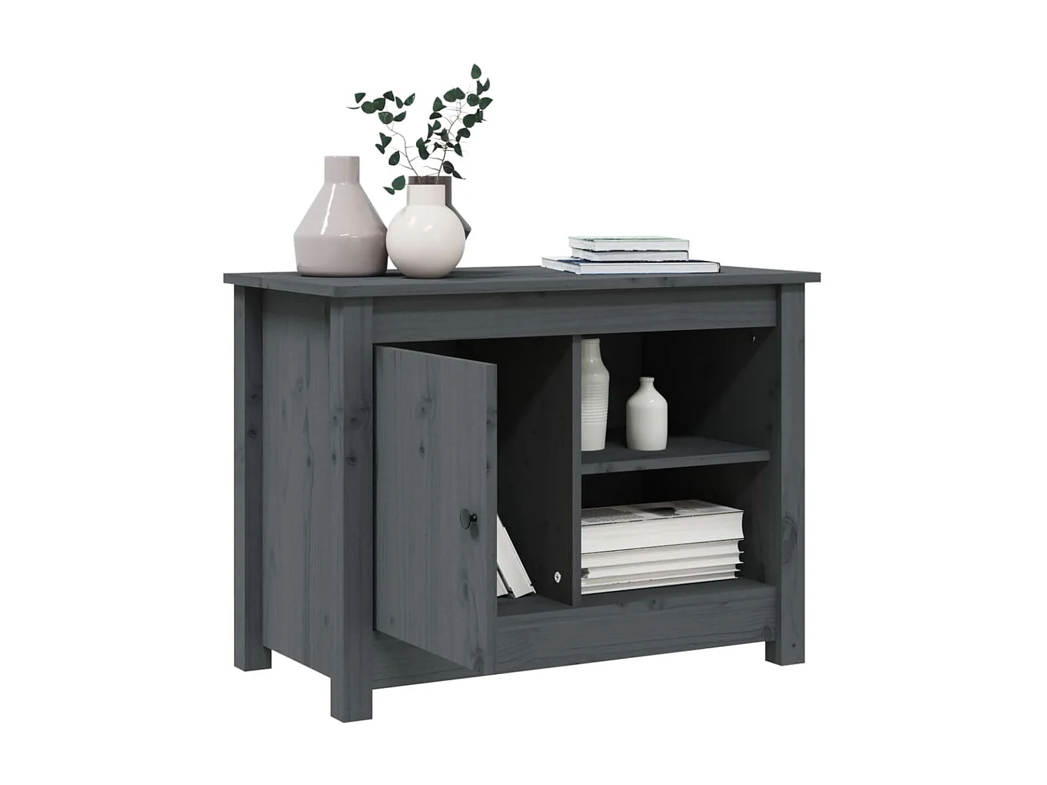 Meuble TV Gris 70x36,5x52 cm Bois de pin massif