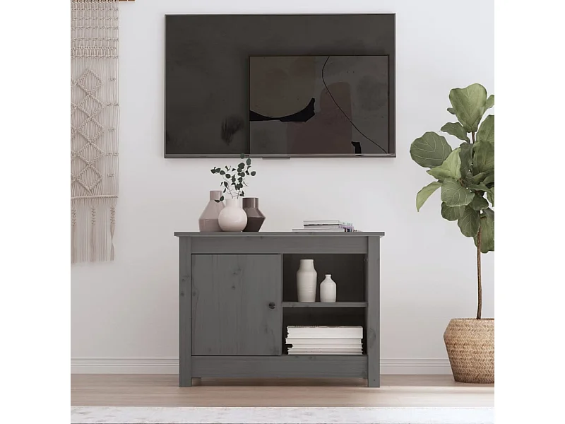 Mobile TV grigio 70x36,5x52 cm Legno di pino massiccio