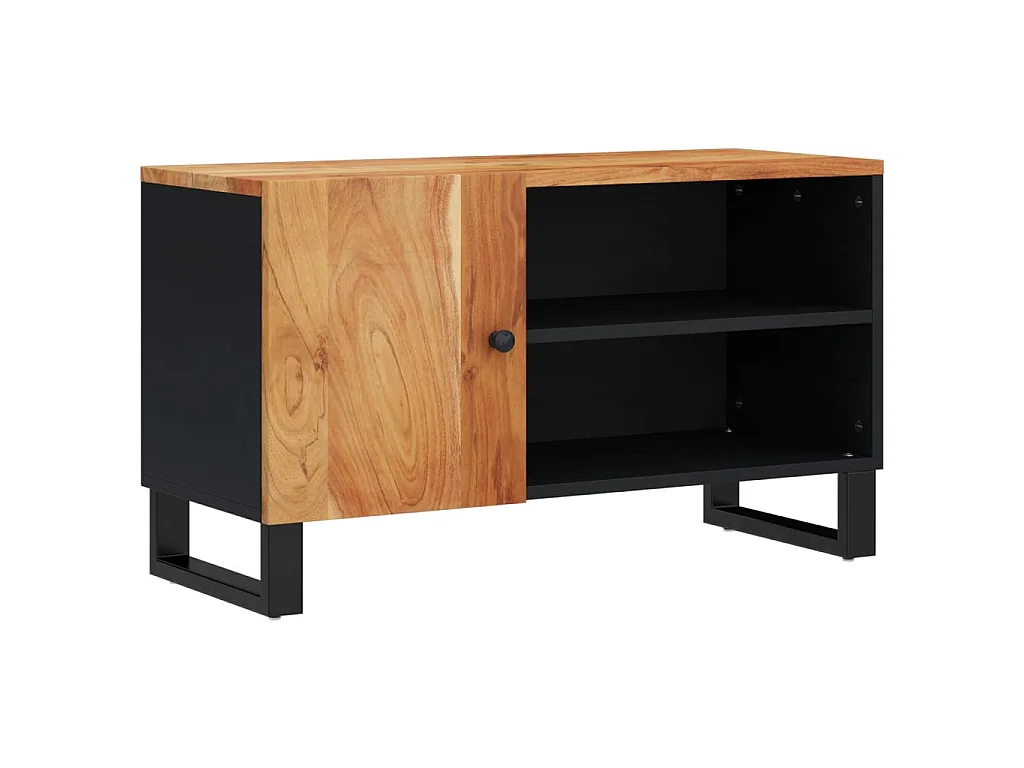 Meuble TV 80x33x46 cm bois d'acacia solide et d'ingénierie