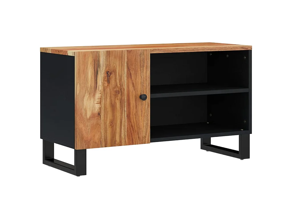 Meuble TV 80x33x46 cm bois d'acacia solide et d'ingénierie
