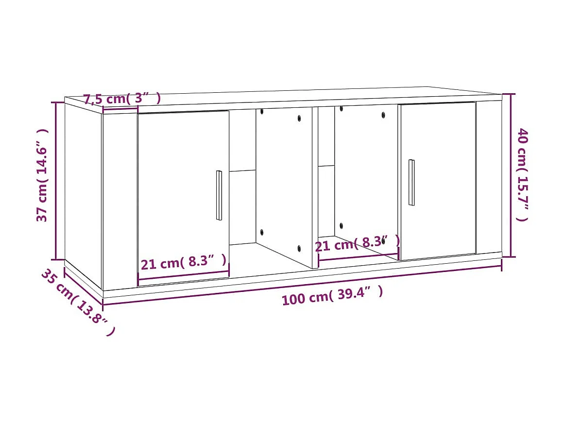 Meuble TV Chêne marron 100x35x40 cm Bois d'ingénierie
