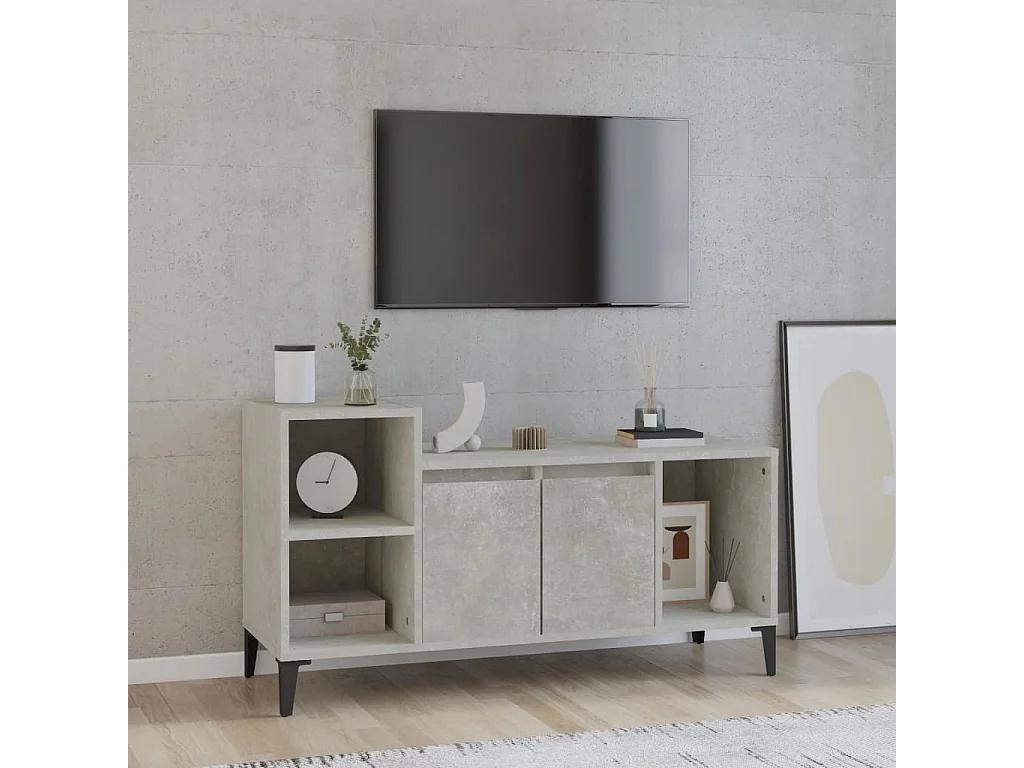 Meuble TV Gris béton 100x35x55 cm Bois d'ingénierie