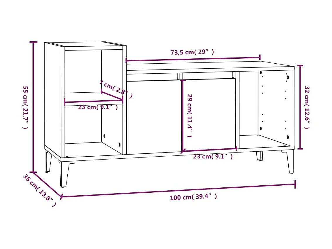 Meuble TV Gris béton 100x35x55 cm Bois d'ingénierie