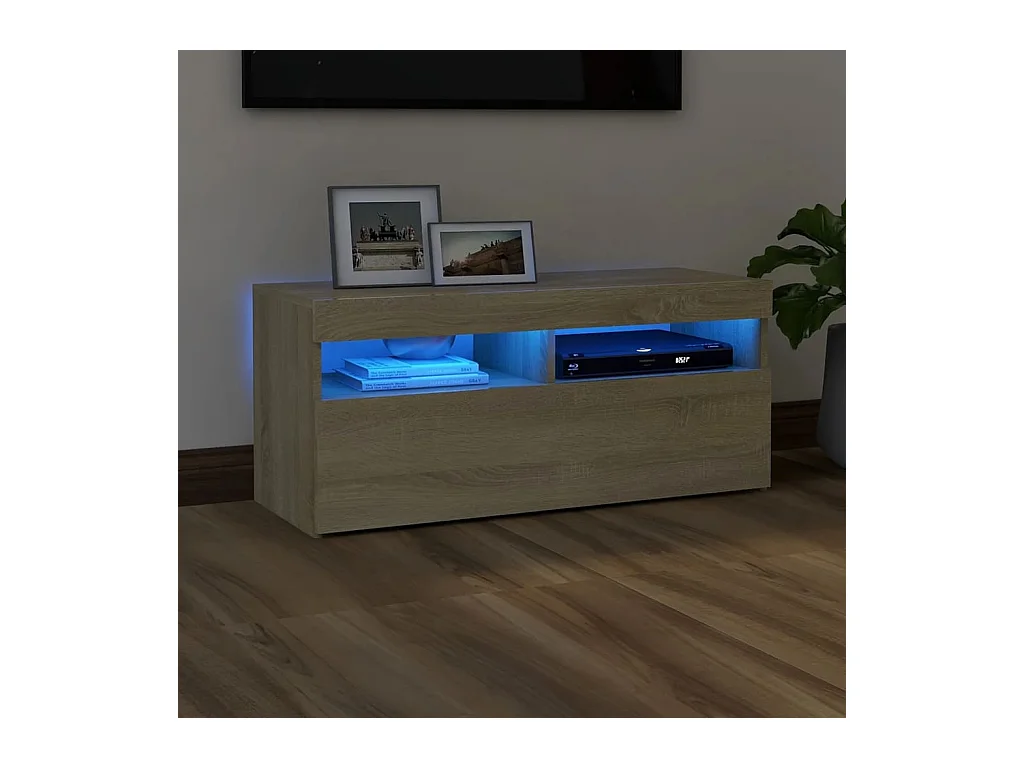 Meuble TV avec lumières LED chêne sonoma 90x35x40 cm