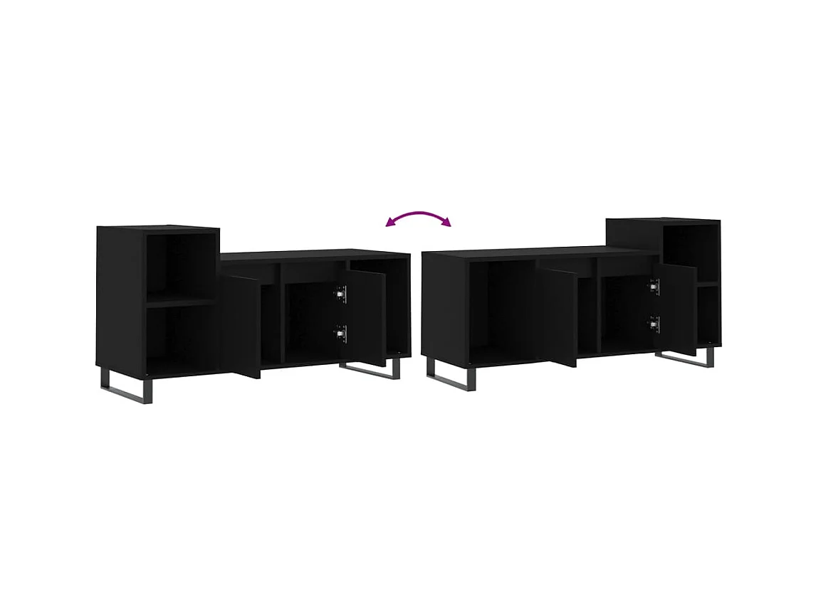 Zwart TV-meubel 100x35x55 cm Bewerkt hout