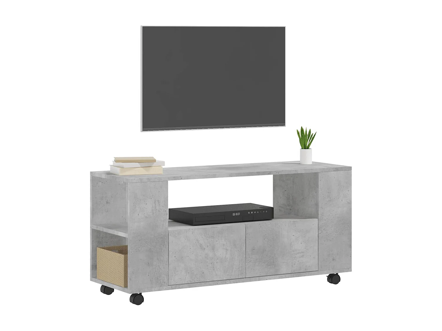 Meuble TV gris béton 102x34,5x43 cm bois d'ingénierie