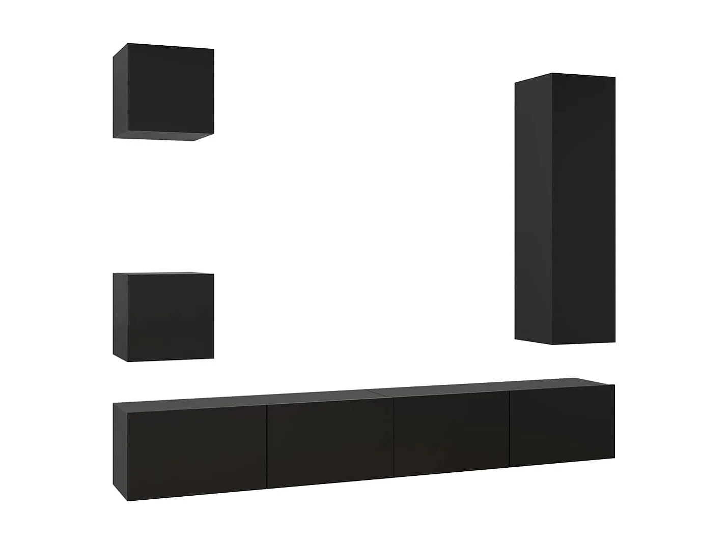 TV-Schrank-Set, 5-teilig, schwarze Spanplatte