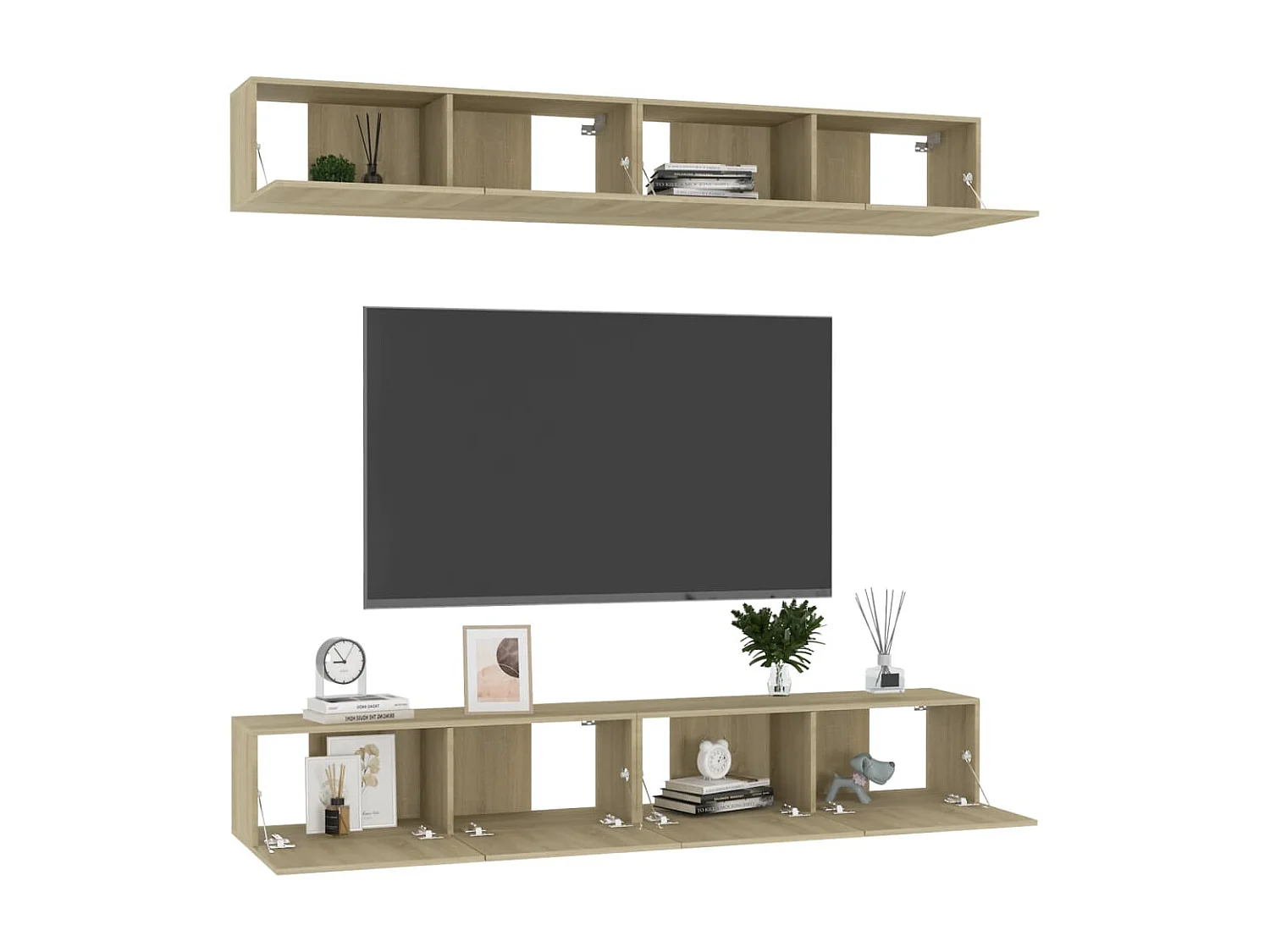 Mueble TV 4 piezas Roble Sonoma 100x30x30 cm Aglomerado