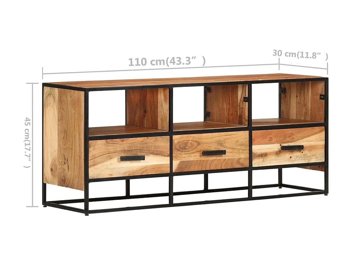 Mueble TV 110x30x45 cm Madera maciza de acacia