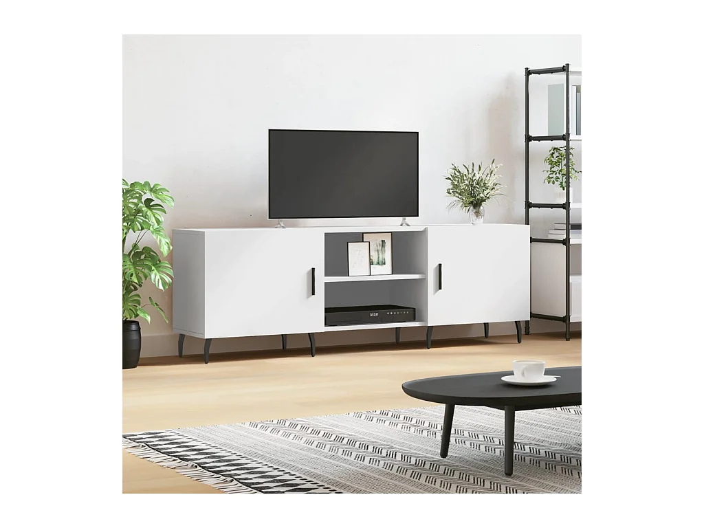 Meuble TV blanc 150x30x50 cm bois d'ingénierie