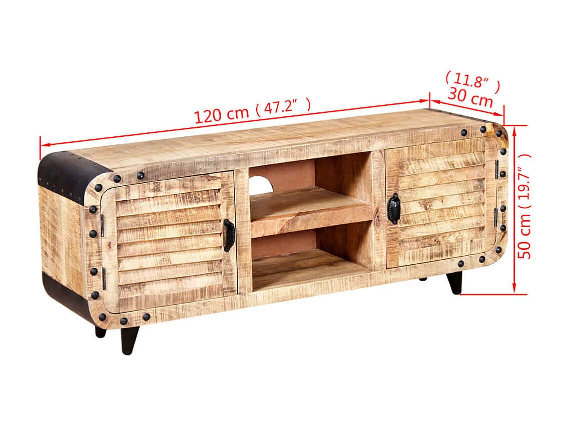 Meuble TV Bois de manguier massif 120 x 30 x 50 cm