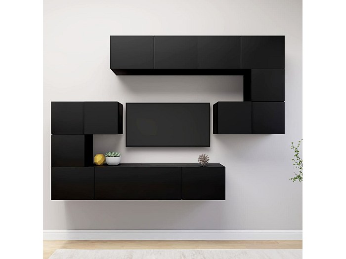 conjunto-mueble-tv-8-piezas-aglomerado-negro
