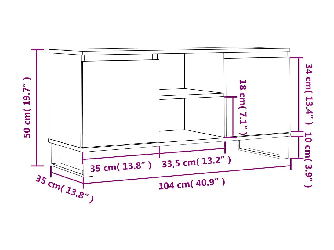 Wit tv-meubel 104x35x50 cm samengesteld hout