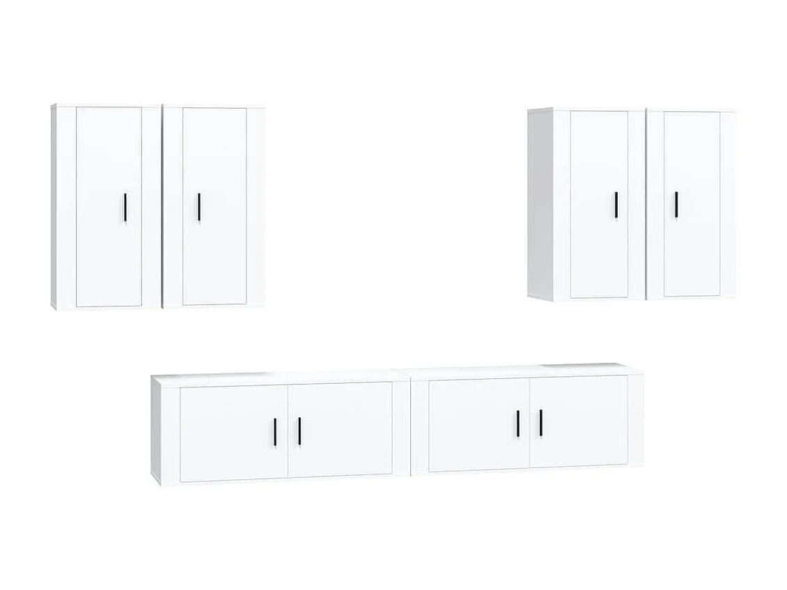 Set supporto TV da 6 pezzi in MDF bianco