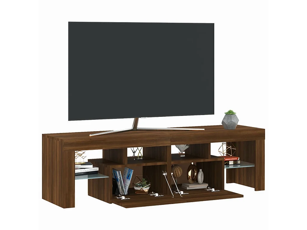 TV-Schrank mit LED-Leuchten, braune Eiche, 140 x 36,5 x 40 cm