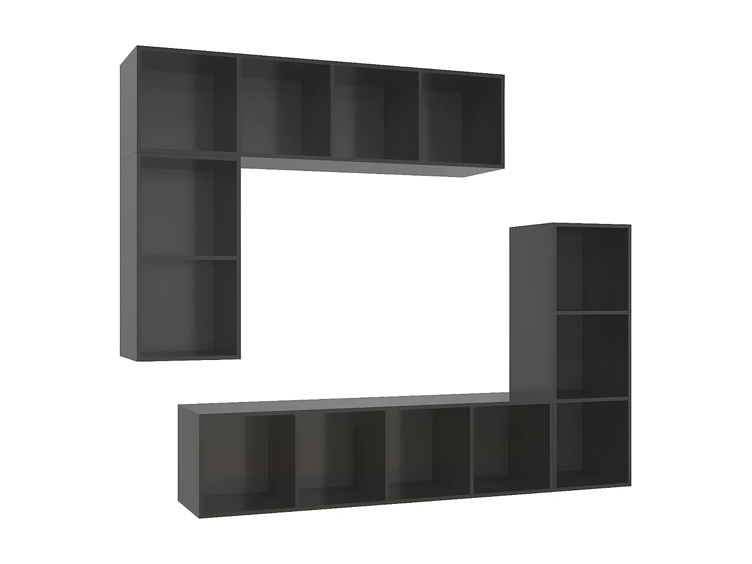 Ensemble de meubles TV 4 pcs Gris brillant Bois d'ingénierie