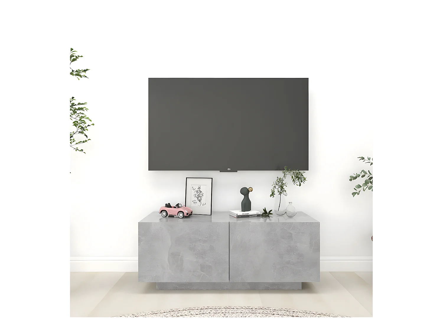 Meuble TV Gris béton 100x35x40 cm Aggloméré