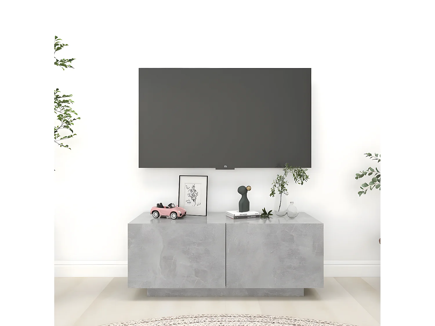 Meuble TV Gris béton 100x35x40 cm Aggloméré