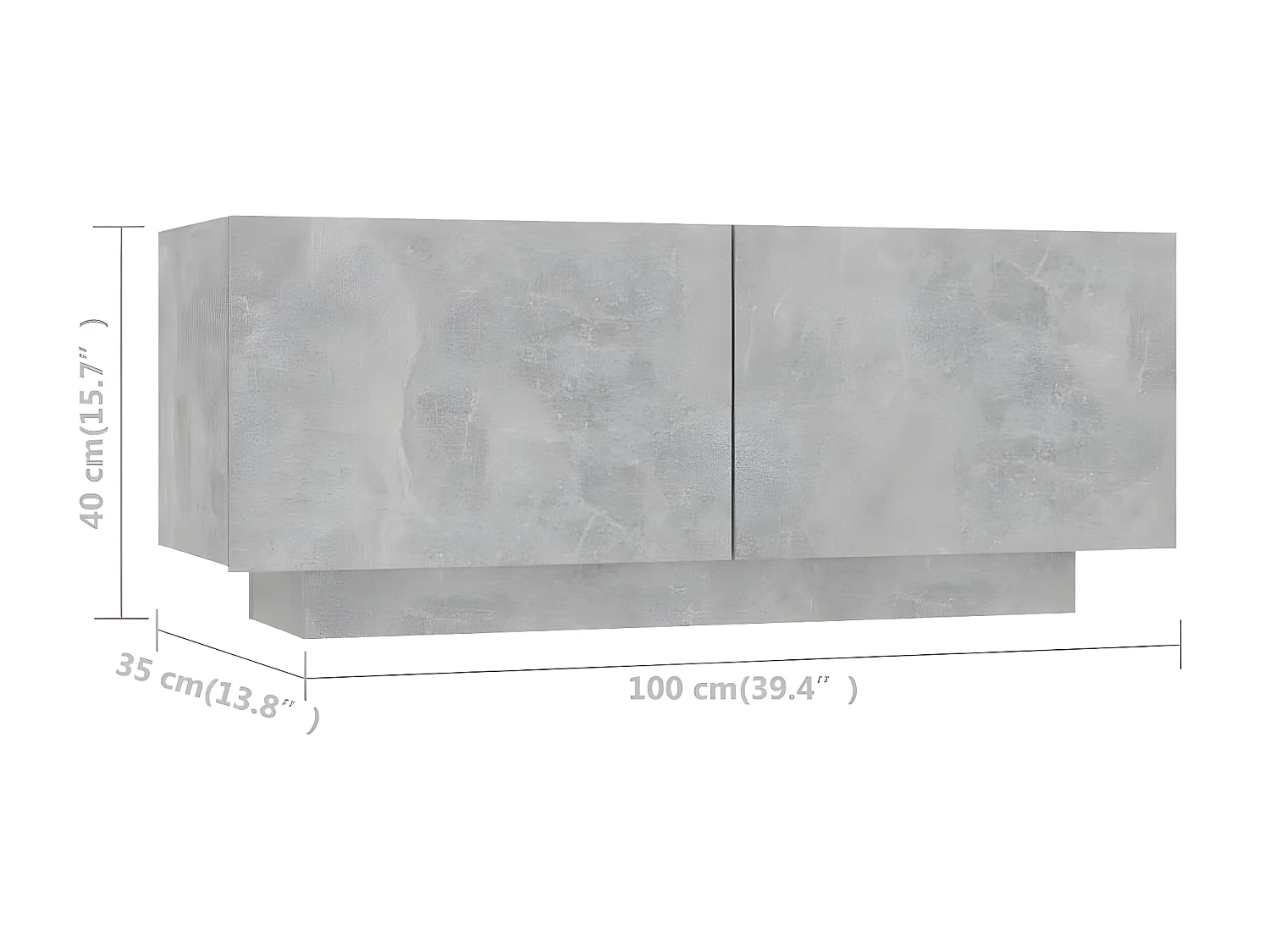 Meuble TV Gris béton 100x35x40 cm Aggloméré