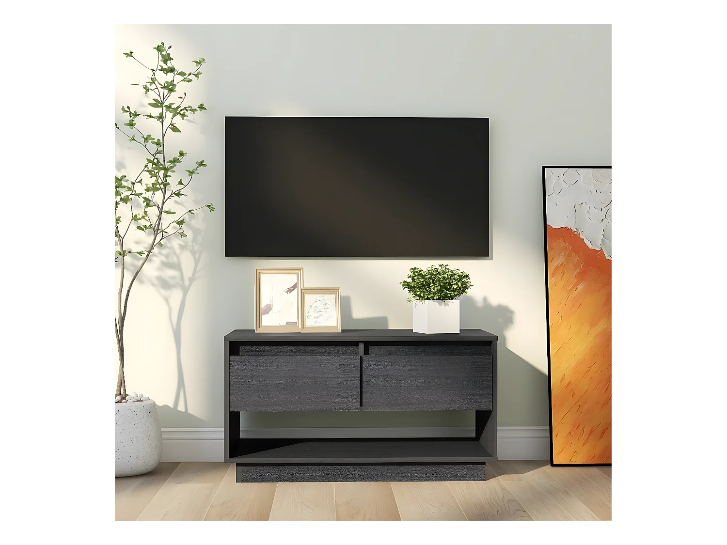 Grijs tv-meubel 74x34x40 cm Massief grenenhout